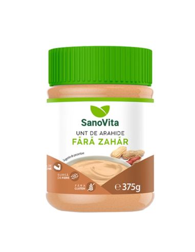 Unt de arahide fara zahar 375g la pret avantajos - SanoVita