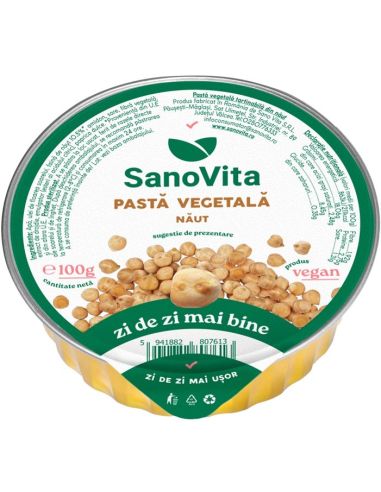 Pasta vegetală tartinabilă SanoVita: pastă vegetală din năut