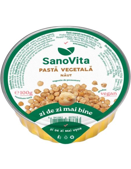 Pasta vegetală tartinabilă SanoVita: pastă vegetală din năut