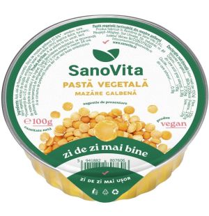 Pasta vegetală tartinabilă SanoVita: pastă vegetală din mazăre galbenă