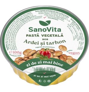 Pasta vegetală tartinabilă SanoVita: pastă vegetală din bob cu ardei și tarhon