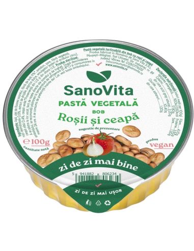 Pastă vegetală din bob cu roșii și ceapă 100gr la preț avantajos