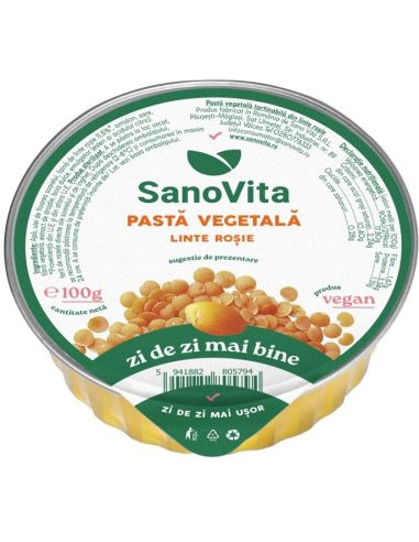 Pastă vegetală din linte roșie 100G la pret avantajos - SanoVita