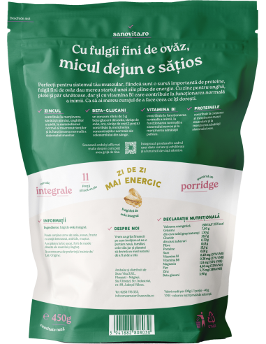 Fulgi de ovaz fini in ambalaj resigilabil - SanoVita