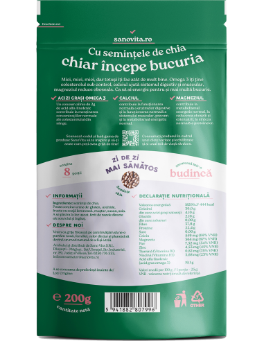 Seminte de chia in ambalaj resigilabil - SanoVita