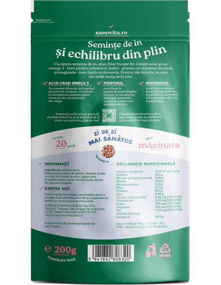 Semințe de in în ambalaj resigilabil - SanoVita