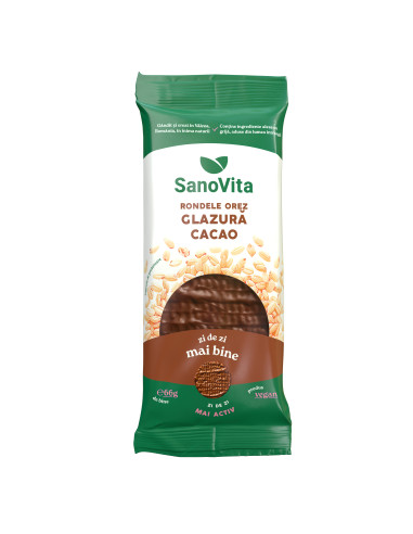 Rondele din orez expandat cu glazura de cacao 66g - SanoVita