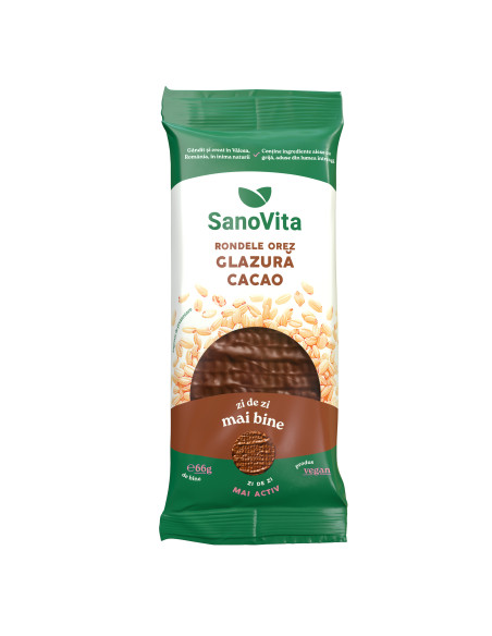 Rondele din orez expandat cu glazura de cacao 66g - SanoVita