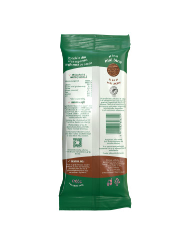 Rondele din orez expandat cu glazura de cacao 66g - SanoVita
