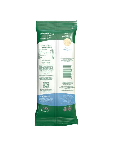 Rondele din orez cu glazura alba 66g