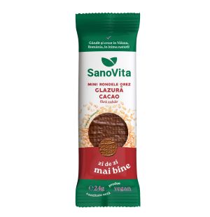 MINI-RONDELE DIN OREZ CU GLAZURĂ DE CACAO FĂRĂ ZAHĂR (XYLITOL) 24G la pret avantajos - SanoVita
