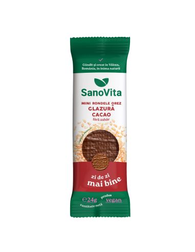 MINI-RONDELE DIN OREZ CU GLAZURĂ DE CACAO FĂRĂ ZAHĂR (XYLITOL) 24G la pret avantajos - SanoVita