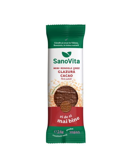 MINI-RONDELE DIN OREZ CU GLAZURĂ DE CACAO FĂRĂ ZAHĂR (XYLITOL) 24G la pret avantajos - SanoVita