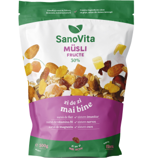 Musli cu fructe 500g în ambalaj resigilabil - SanoVita