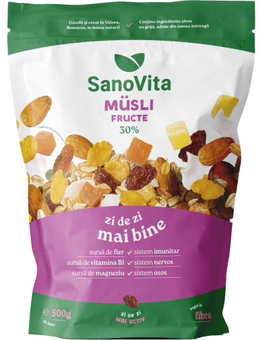 Musli cu fructe 500g în ambalaj resigilabil - SanoVita