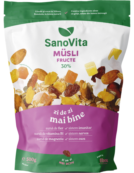 Musli cu fructe 500g în ambalaj resigilabil - SanoVita