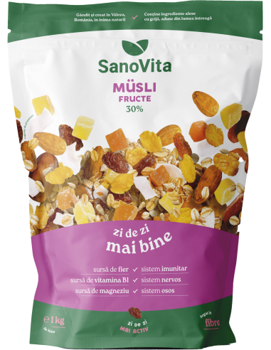 Musli cu fructe 1kg în ambalaj resigilabil - SanoVita