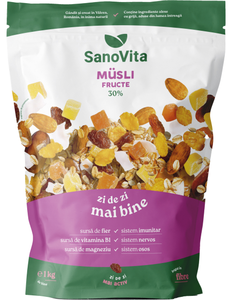 Musli cu fructe 1kg în ambalaj resigilabil - SanoVita