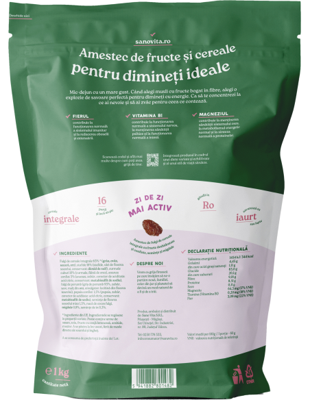 Musli cu fructe 1kg în ambalaj resigilabil - SanoVita