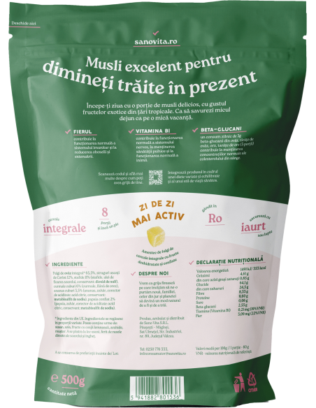 Musli Excelent 500g în ambalaj resigilabil - SanoVita