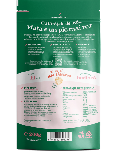 Tărâțe de ovăz 200g în ambalaj resigilabil - SanoVita