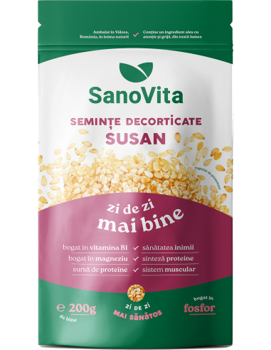 Semințe de susan decorticate 200g în ambalaj resigilabil - SanoVita
