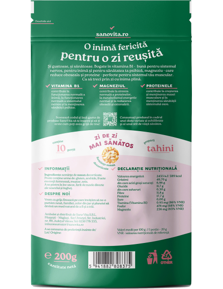 Semințe de susan decorticate 200g în ambalaj resigilabil - SanoVita