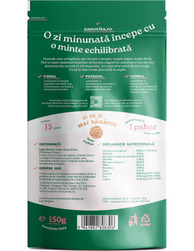 Tărâțe psyllium 150g în ambalaj resigilabil - SanoVita