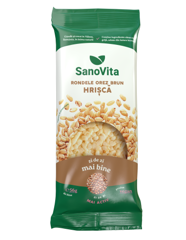 Rondele din orez brun cu hrișcă 56g - SanoVita