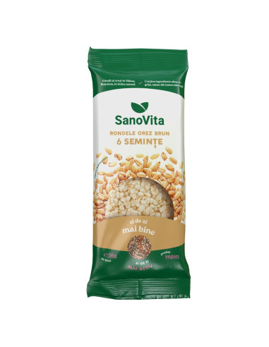 Rondele din orez brun cu 6 semințe 56g - SanoVita